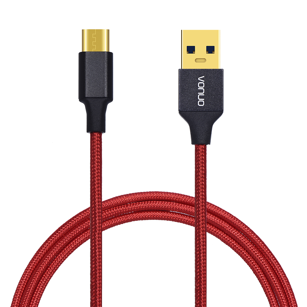 1 Meter Metal Nylon Braid Type-c USB 3.0 Data Charging Cable-Red